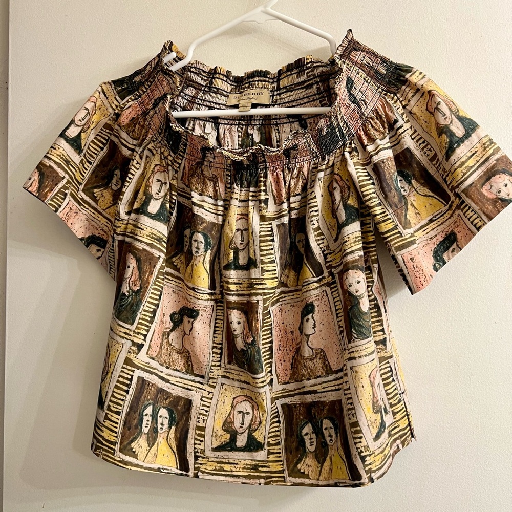 Burberry Cream, Gold, and Black  Blouse